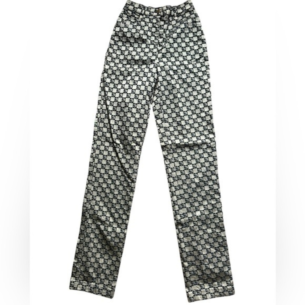 St.John Sport Essentials  Y2K Beige Black Monogram High Waisted pants size 0